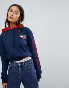 Короткий худи в стиле 90-х Tommy Jeans Capsule - Темно-синий