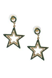 Серьги-звезды с зелеными кристаллами Ruby Novich