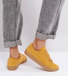 Золотистые замшевые кроссовки с резиновой подошвой Nike Blazer - Золотой