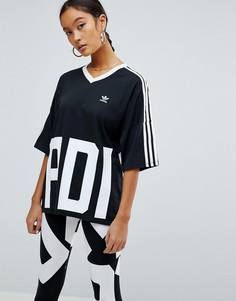 Футболка с V-образным вырезом и тремя полосками adidas Originals Bold Age - Черный