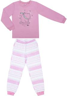 Пижама для девочки Barkito «Сновидения», верх - розовый, низ - белый с рисунком