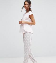 Пижама в сердечко с топом для кормления и штанами ASOS Maternity - Розовый