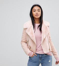 Байкерская искусственная дубленка River Island Petite - Розовый