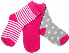 Носки для девочки Barkito, комплект 3 пары, серые с рисунком, малиновые, малиновые с рисунком в полоску
