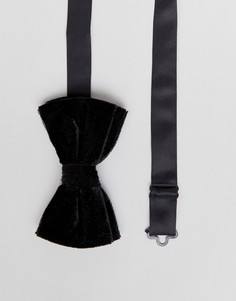 Бархатный галстук-бабочка Burton Menswear - Черный