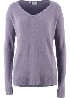 Пуловер покроя оверсайз с разрезом (дымчато-фиолетовый) Bonprix