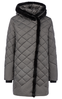 Пальто на искусственном пуху с отделкой мехом норки LE Monique