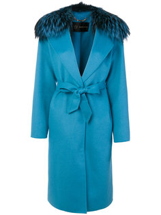 пальто с отделкой из лисьего меха Versace
