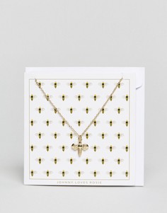 Ожерелье с подвеской-пчелой и открыткой Johnny Loves Rosie - Золотой