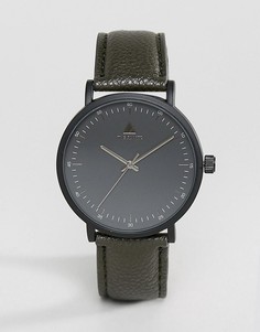 Черные часы с ремешком из искусственной кожи цвета хаки ASOS - Черный