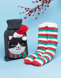 Новогодний подарочный набор с грелкой и теплыми носками ASOS - Серый