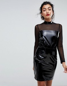 Блестящее платье мини с высоким воротом Club L - Черный
