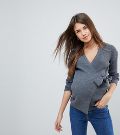 Джемпер в рубчик с запахом ASOS Maternity - Серый