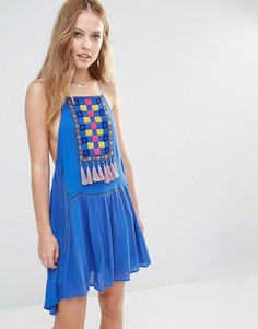 Платье с нагрудной вставкой и кисточками Piper Varacruz - Синий
