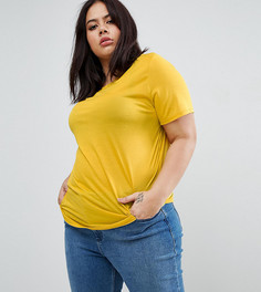 Футболка с закругленным низом ASOS CURVE - Желтый