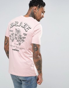 Розовая футболка с принтом роз River Island - Розовый