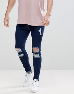 Рваные обтягивающие джинсы SikSilk - Синий