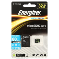 Карта памяти 32Gb - Energizer Micro Secure Digital HC Class 10 UHS-I FMDAAH032A с переходником под SD