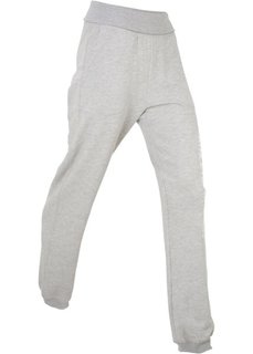 Трикотажные брюки с отворачивающимся поясом (светло-серый меланж) Bonprix
