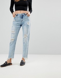 Укороченные рваные джинсы прямого кроя Urban Bliss - Синий