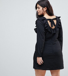 Чайное платье в горошек с завязкой на спине Fashion Union Plus - Черный