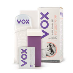 Набор для депиляции `VOX` для чувствительной кожи (Воск в картридже 100 мл, Электрический нагреватель 1 шт, Полоски для депиляции 20 шт, Салфетки 4 шт)