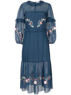 платье с цветочной вышивкой и оборками Vilshenko