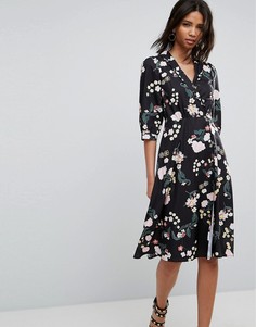 Платье с цветочным принтом и запахом Uttam Boutique - Мульти