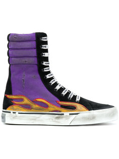 Flames distressed super-high sneakers Palm Angels