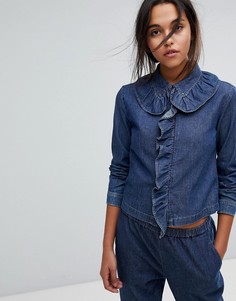 Комбинируемая джинсовая рубашка с оборками Max&Co - Синий