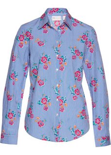 Блузка с длинным рукавом (омаровый/белый с цветочным принтом) Bonprix
