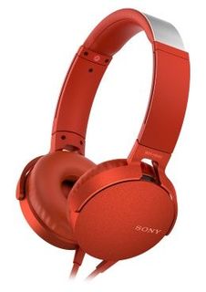 Наушники SONY MDR-XB550AP, накладные, красный, проводные