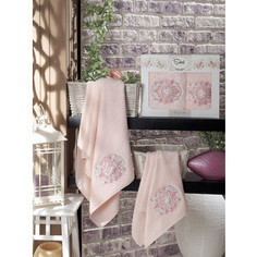 Набор из 2 полотенец Sikel Kamelya бамбук с вышивкой (50x90/70x140) (9038 розовый)