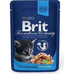 Паучи Brit Premium Cat Kitten Chicken Chunks с кусочками курицы для котят 100г (100309) Brit*