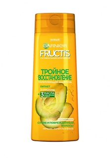 Шампунь Garnier для волос "Fructis, Тройное Восстановление", укрепляющий, для поврежденных и ослабленных волос, 250 мл, с маслами Оливы, Авокадо и Карите