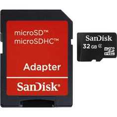 Карта памяти Sandisk 32GB microSDHC Class 4 (SD Adapter) (SDSDQM-032G-B35A)