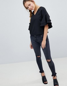 Рваные джинсы скинни с необработанными краями Parisian - Серый