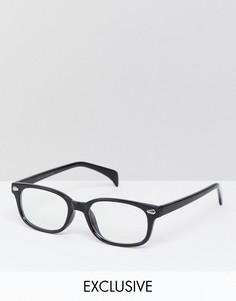 Квадратные очки с прозрачными стеклами Reclaimed Vintage Inspired эксклюзивно для ASOS - Черный