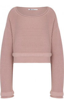 Укороченный пуловер фактурной вязки с круглым вырезом T by Alexander Wang