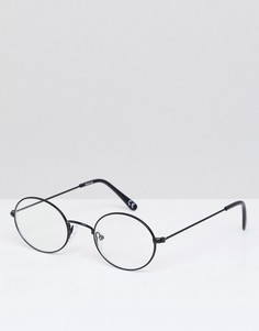 Овальные очки в черной металлической оправе с прозрачными стеклами ASOS - Черный