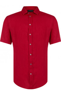 Льняная рубашка с короткими рукавами Emporio Armani