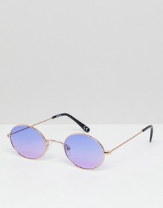 Круглые солнцезащитные очки в золотистой оправе с фиолетовыми стеклами ASOS - Золотой