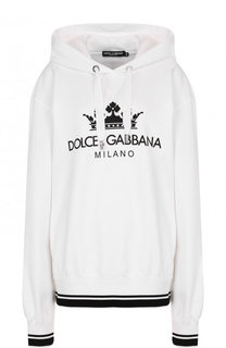 Хлопковая толстовка с капюшоном и контрастной надписью Dolce &amp; Gabbana