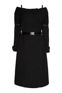 Черное пальто с открытыми плечами Prada