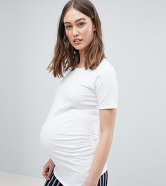 Длинная футболка с круглым вырезом и короткими рукавами ASOS DESIGN Maternity - Белый