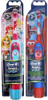 Электрическая зубная щетка ORAL-B детская CARS/Princess на батарейках DB4 красный [84850536/80250540]