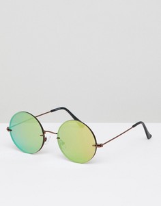 Круглые солнцезащитные очки с накладными стеклами ASOS DESIGN - Медный