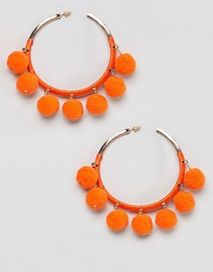 Серьги-кольца с помпонами River Island - Оранжевый