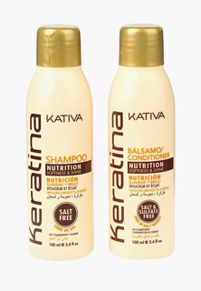 Набор для ухода за волосами Kativa KERATINA укрепляющий шампунь + конциционер с кератином для всех типов 2 по 100 мл