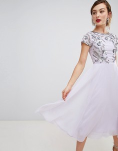 Платье миди с короткими рукавами и отделкой Frock & Frill - Фиолетовый